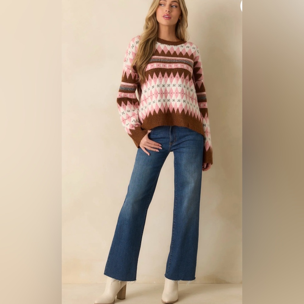 NWT Studio Strut and Bolt Worth the Mention Fair Isle Sweater Small